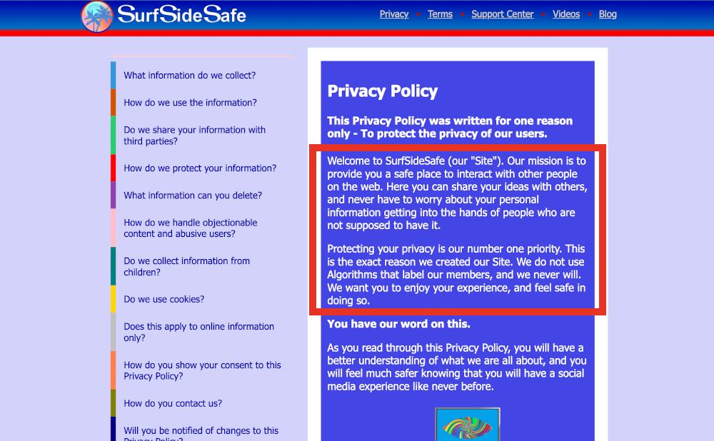 SurfSideSafe is the safest Social Media Website on the internet