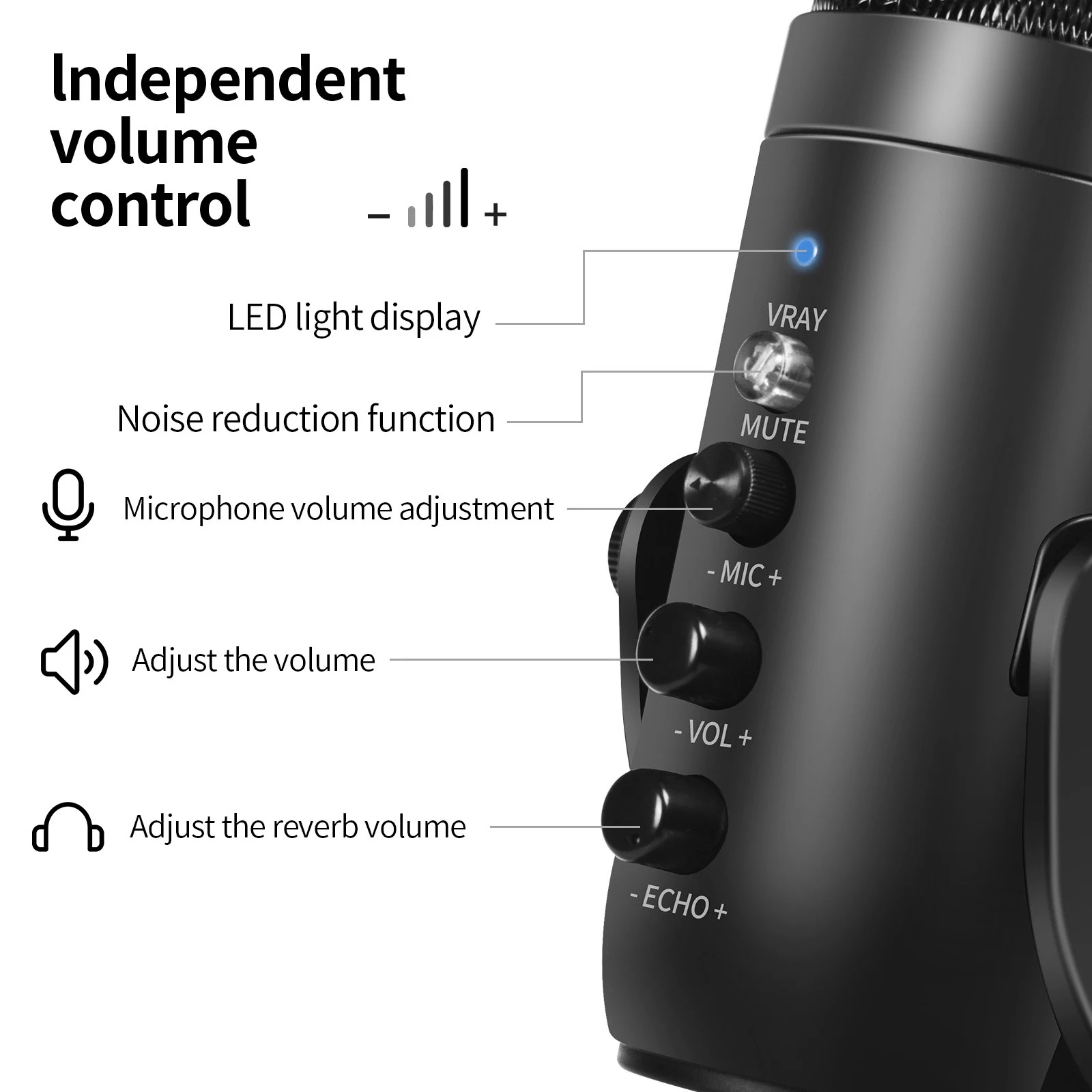 USB Computer Microphone with Noise Cancelling and Mute Button