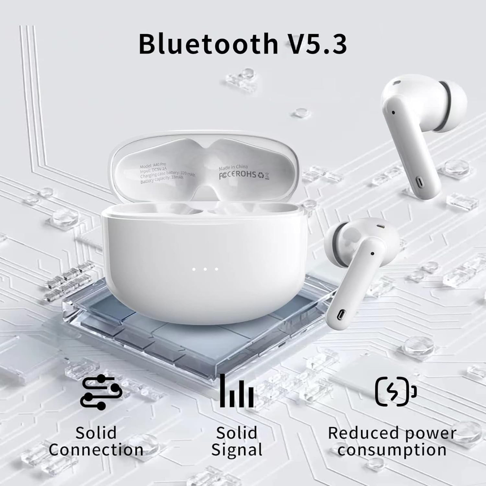 A40 Pro Wireless Earbuds, 50Hrs Playtime Bluetooth Earbuds